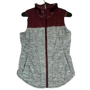 The North Face Vintage Pseudio Gray And Burgundy Quilted Puffer Vest Women's XS
